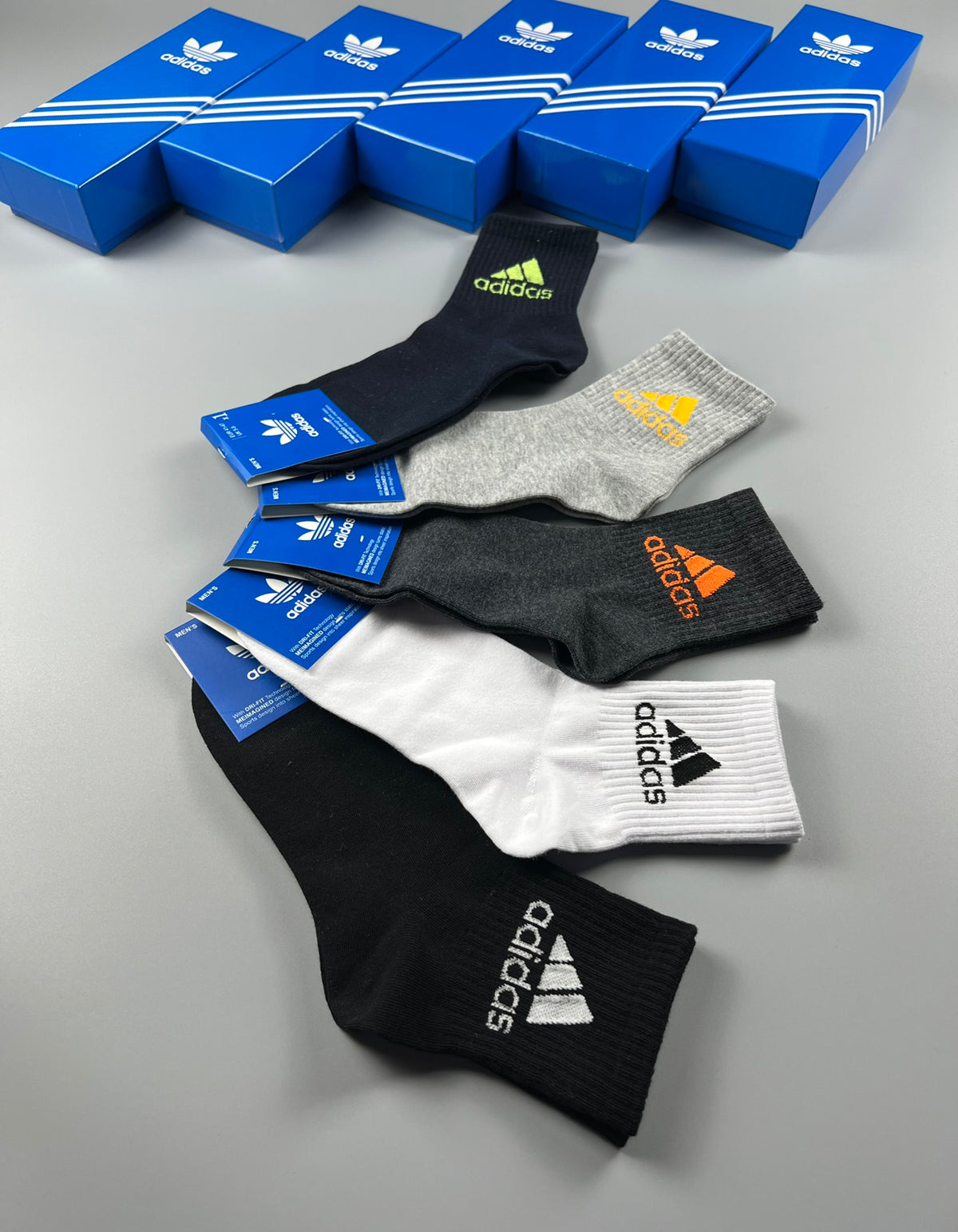 Adidas Black Angled Logo Crew Socks - Boxed Set of 5 Pairs - image 7