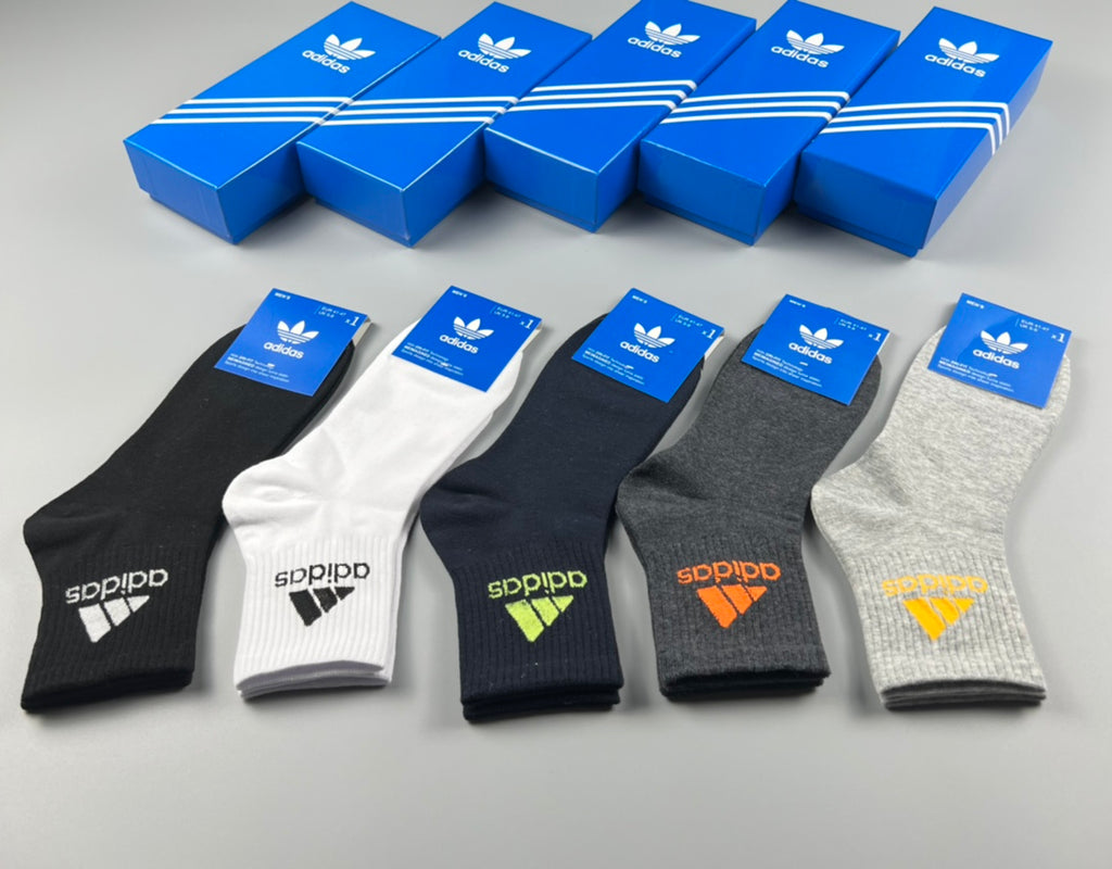 Adidas Black Angled Logo Crew Socks - Boxed Set of 5 Pairs - image 8