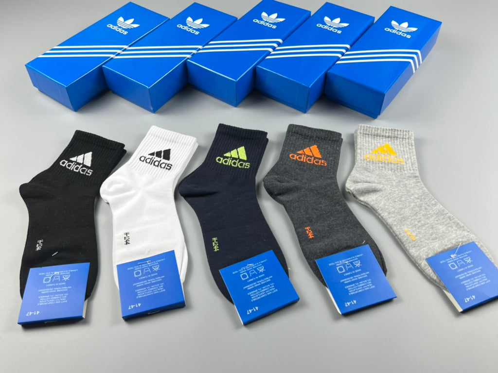 Adidas Black Angled Logo Crew Socks - Boxed Set of 5 Pairs - image 9