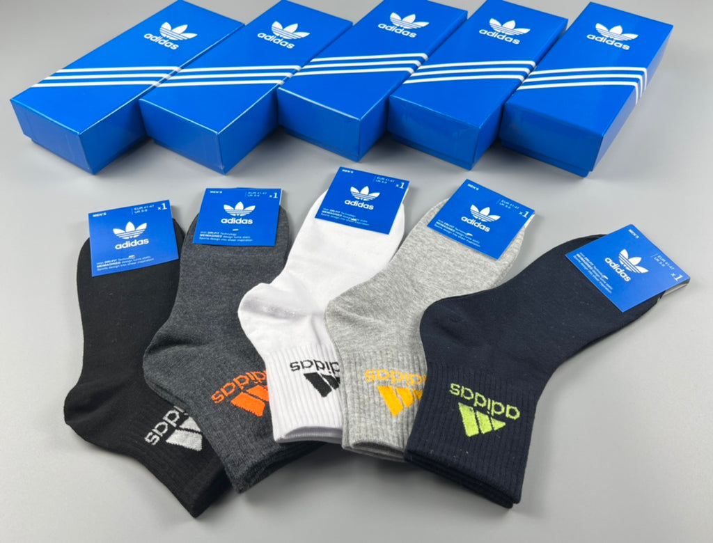 Adidas Black Angled Logo Crew Socks - Boxed Set of 5 Pairs - image 2