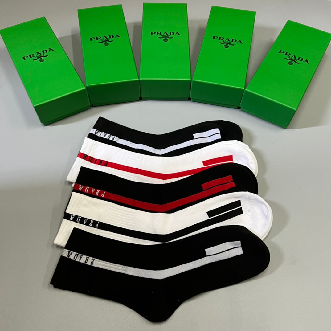 Prada vertical lettered stripe crew socks - view 4