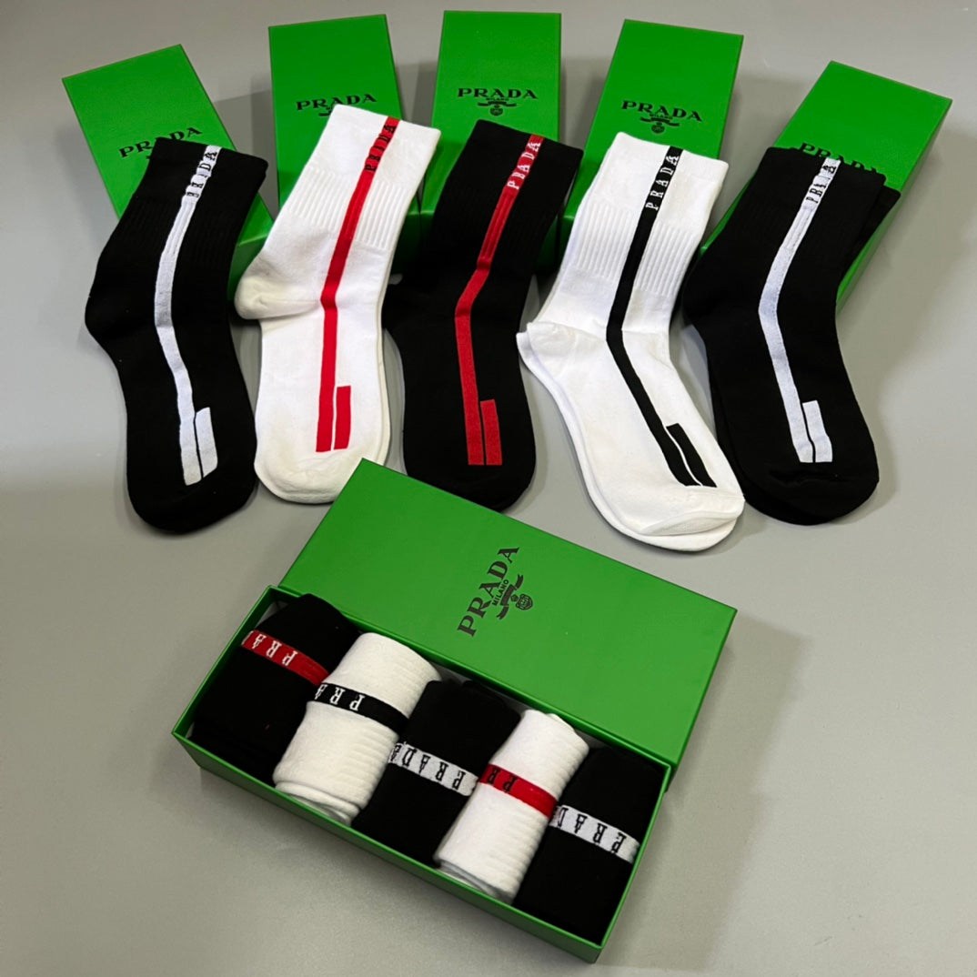 Prada vertical lettered stripe crew socks - view 6