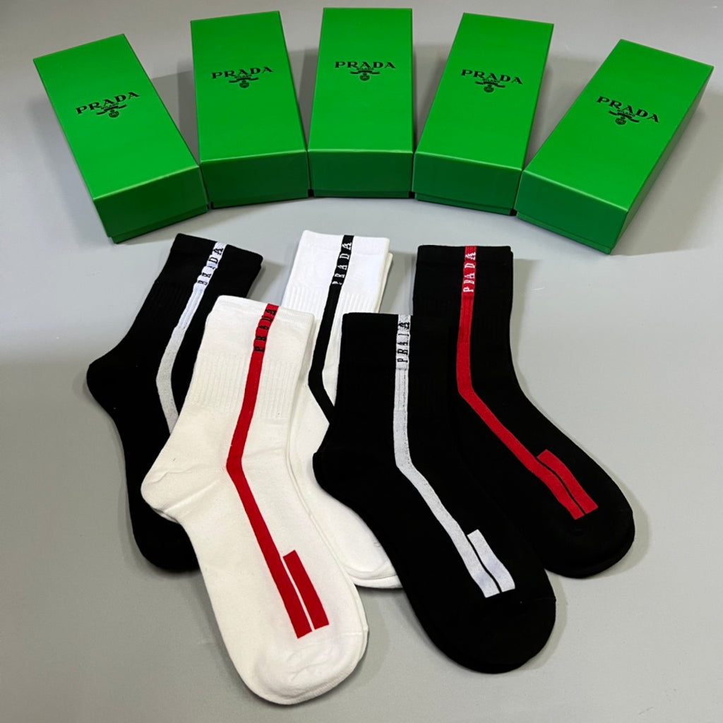 Prada vertical lettered stripe crew socks - view 5