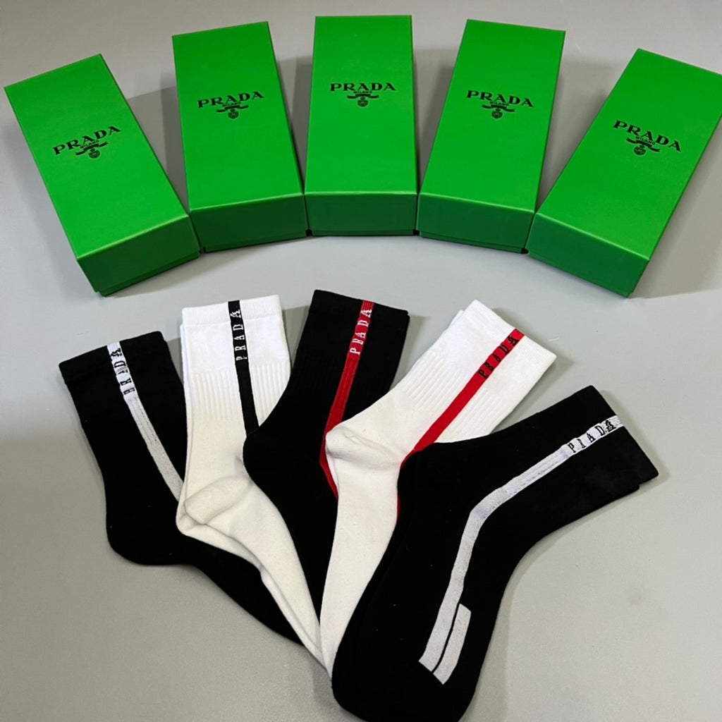 Prada vertical lettered stripe crew socks - view 3