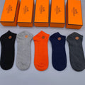Hermes circle h orange neutral mix ankle socks, image 1