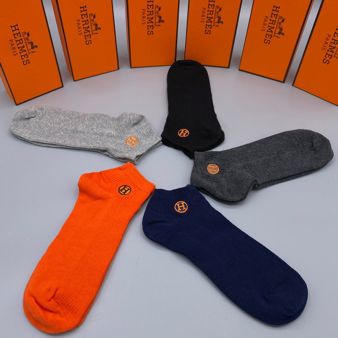 Hermes circle h orange neutral mix ankle socks, image 8