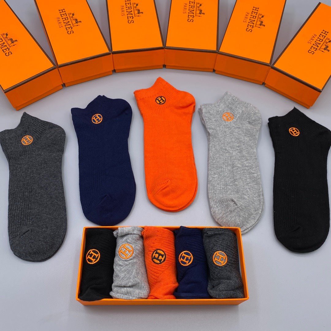 Hermes circle h orange neutral mix ankle socks, image 9