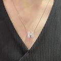 Hermès Silver-Tone Crystal H Pendant Necklace - album image 1