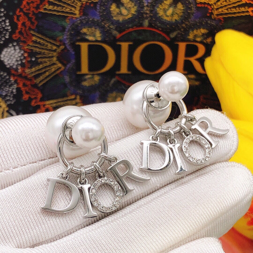 Dior Silver-Tone Letter Pearl-Look Earrings - product image 1