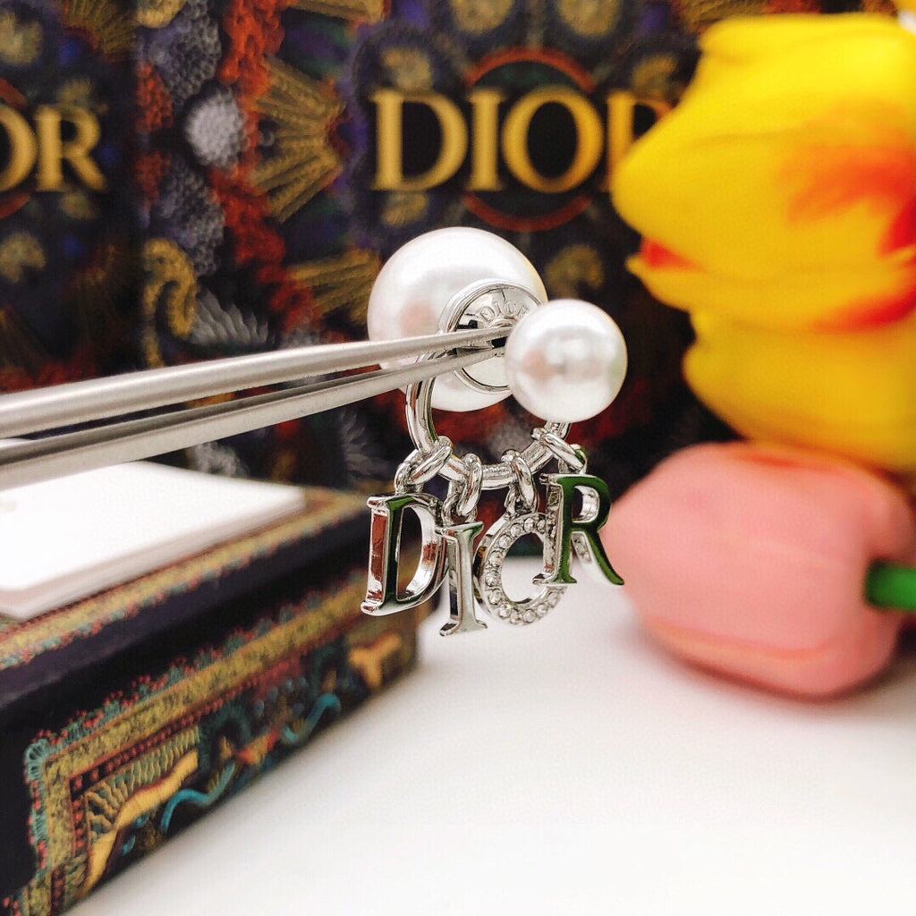 Dior Silver-Tone Letter Pearl-Look Earrings - product image 7