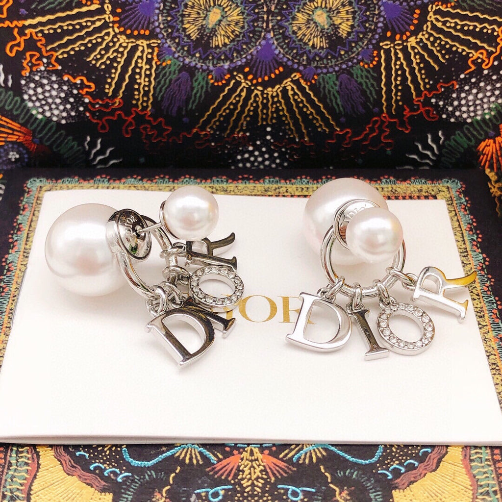Dior Silver-Tone Letter Pearl-Look Earrings - product image 5