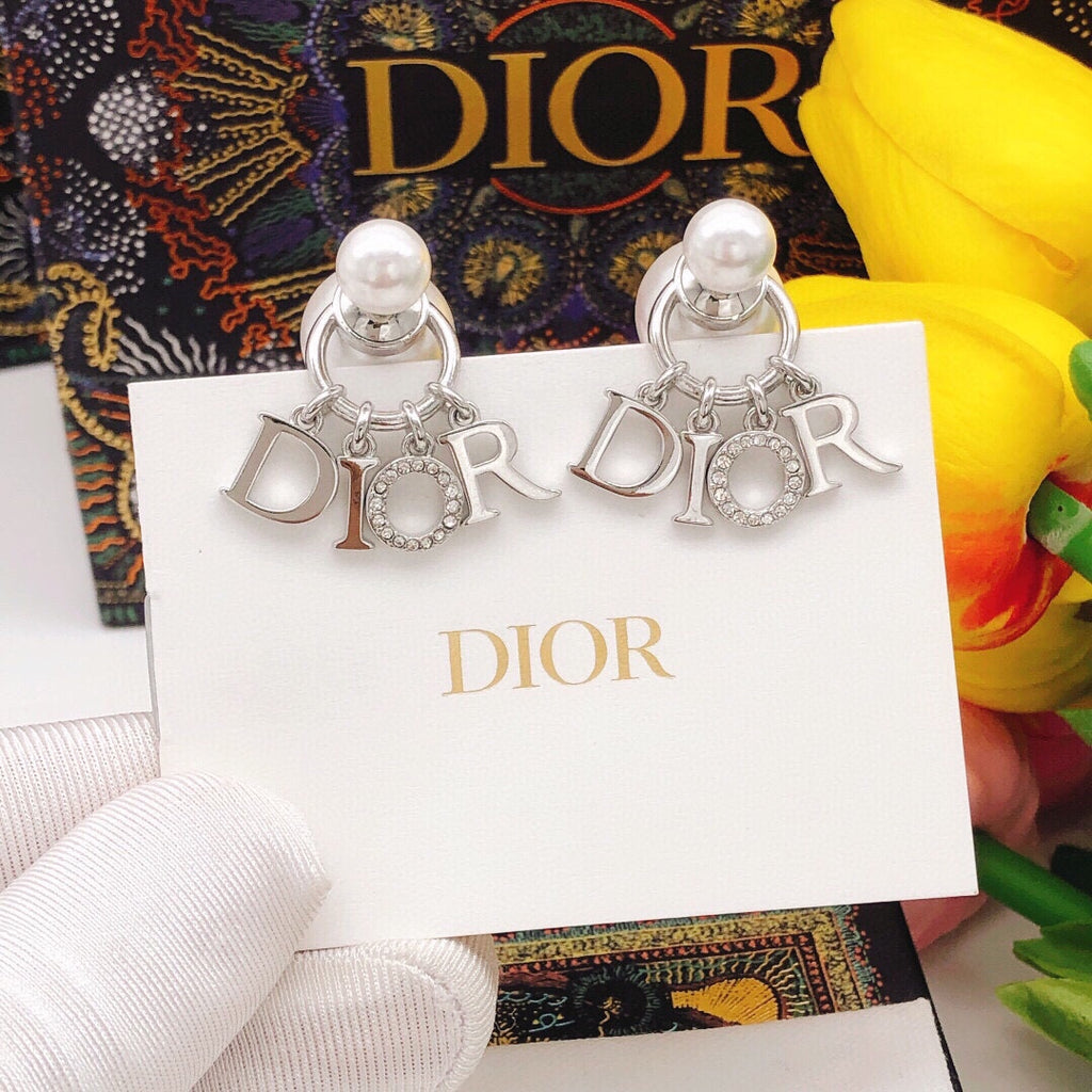Dior Silver-Tone Letter Pearl-Look Earrings - product image 4