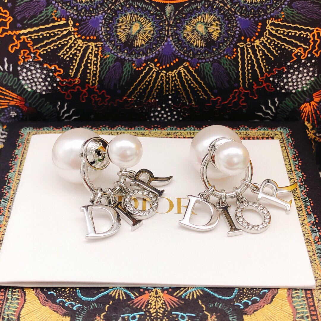 Dior Silver-Tone Letter Pearl-Look Earrings - product image 10