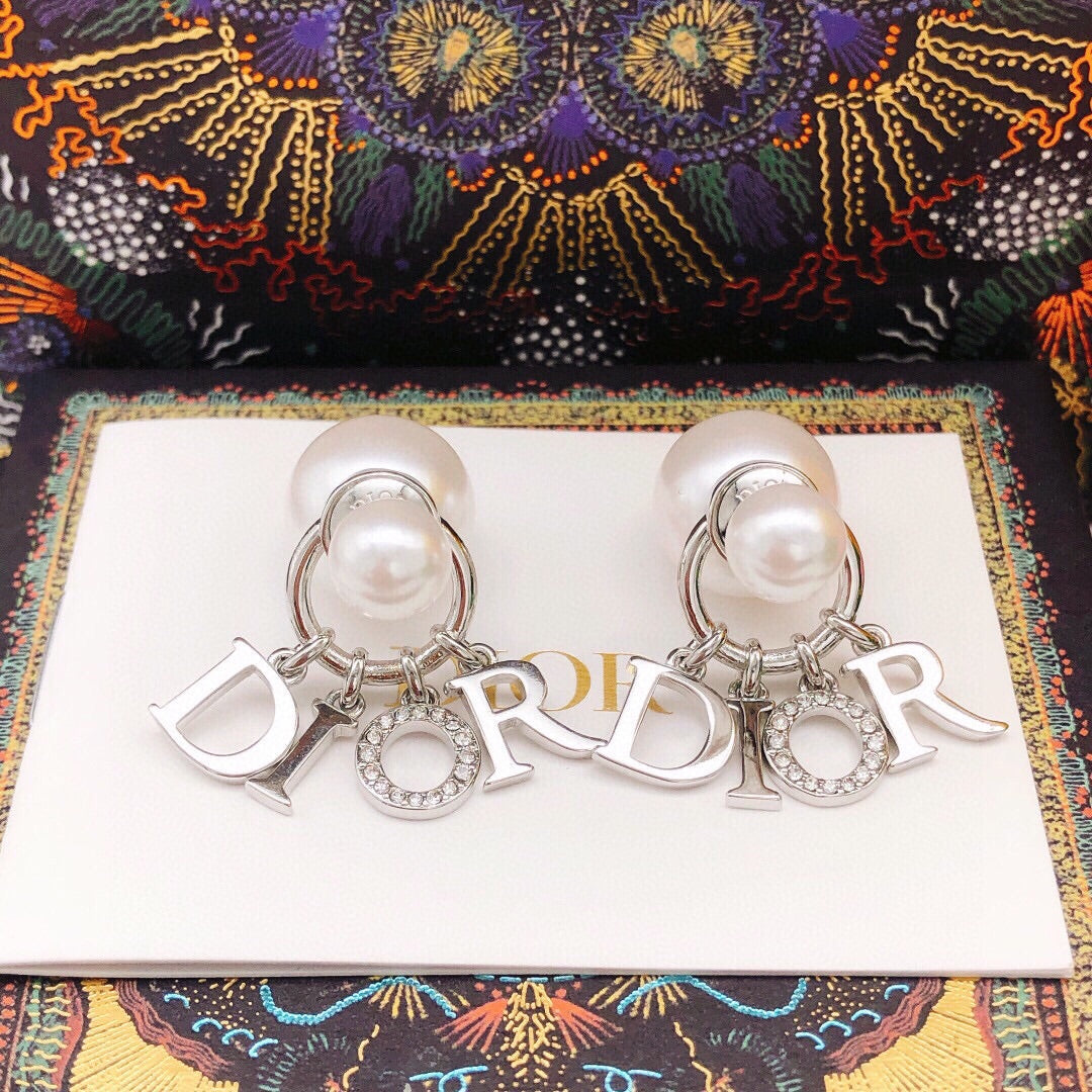Dior Silver-Tone Letter Pearl-Look Earrings - product image 9