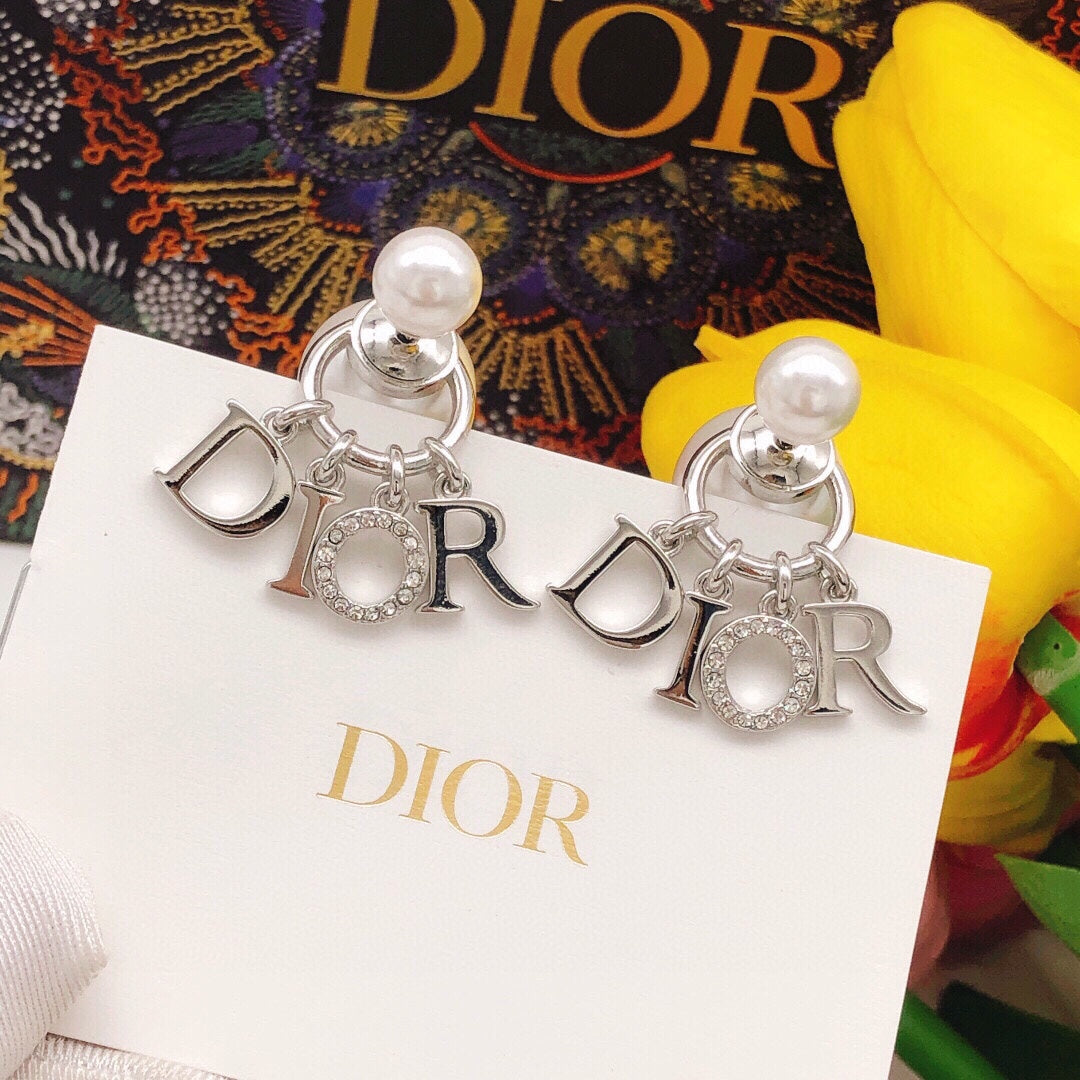 Dior Silver-Tone Letter Pearl-Look Earrings - product image 2