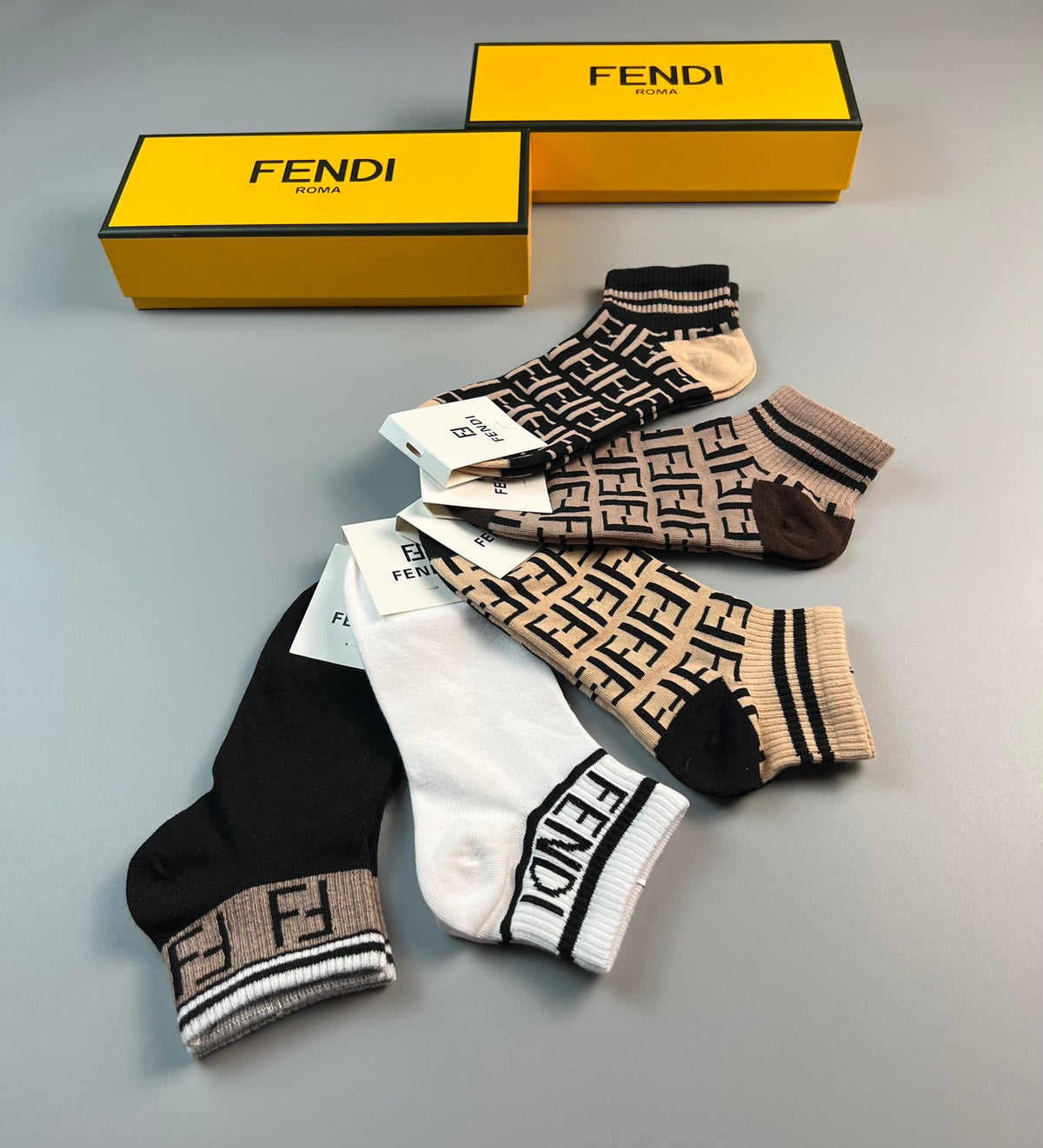 Fendi mixed ff lettering ankle socks - view 6