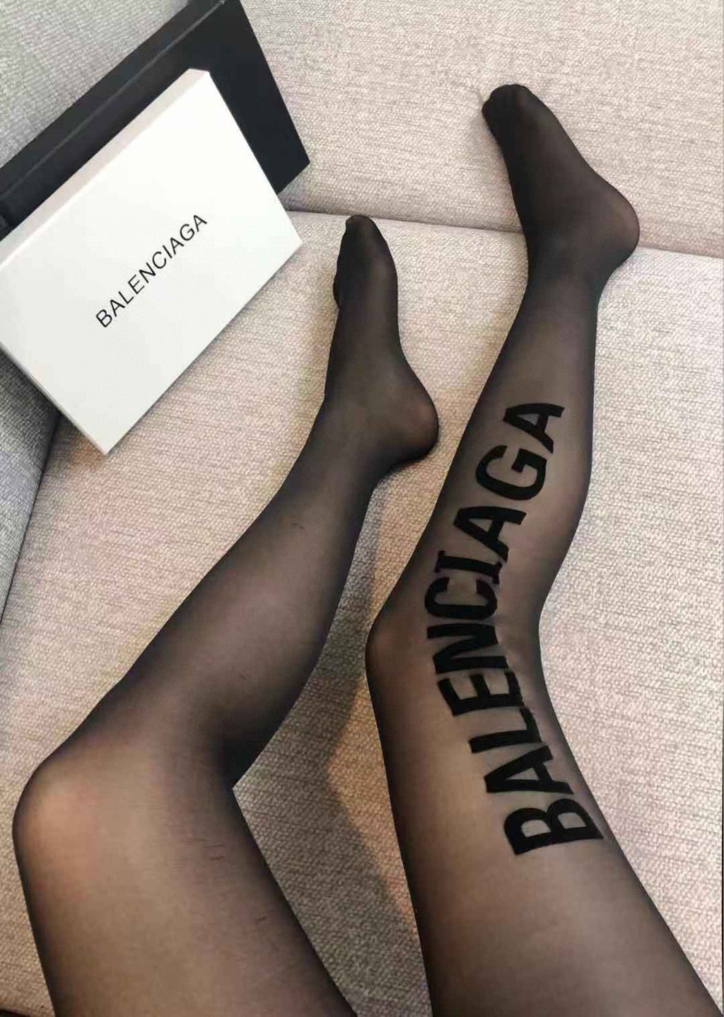 Balenciaga vertical lettering pantyhose - view 2