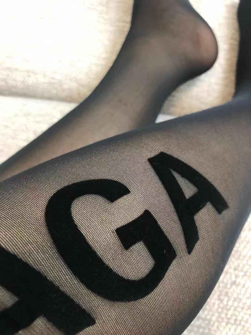 Balenciaga vertical lettering pantyhose - view 7