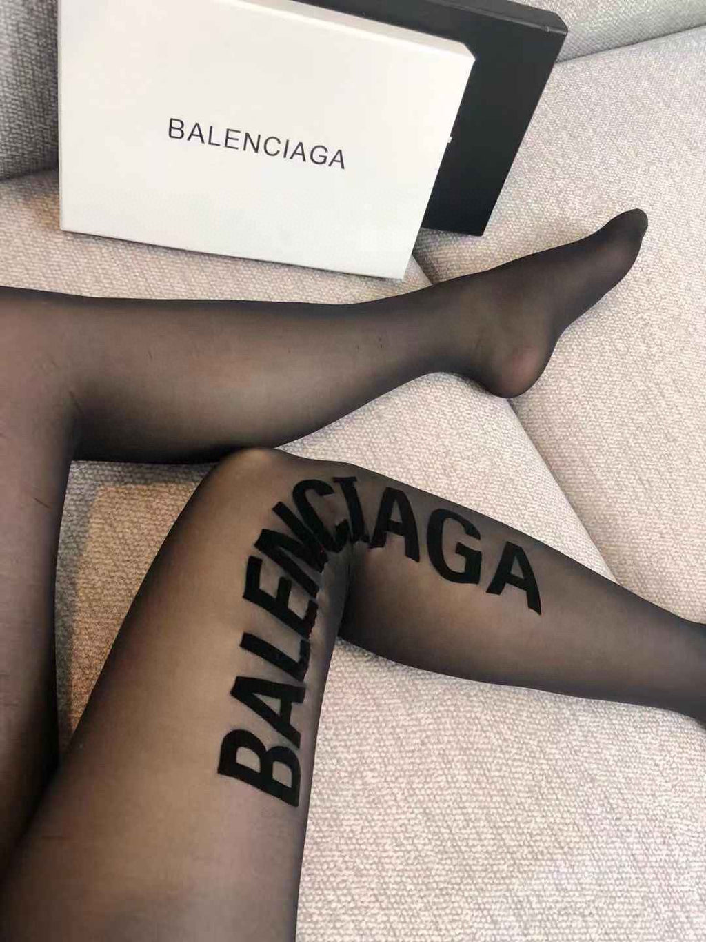 Balenciaga vertical lettering pantyhose - view 3