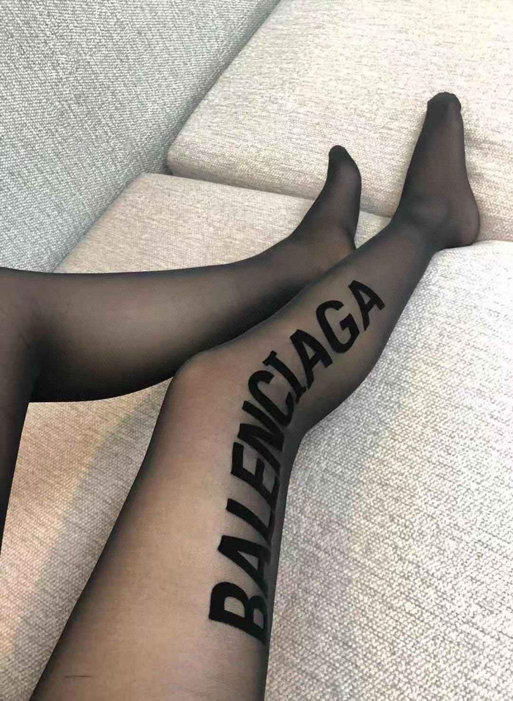Balenciaga vertical lettering pantyhose - view 1