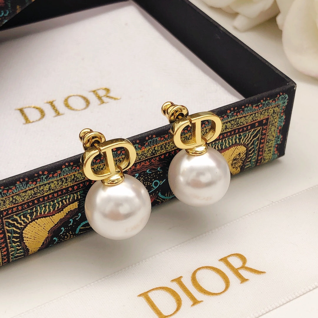 Dior CD Large Pearl-Look Drop Earrings - product image 1