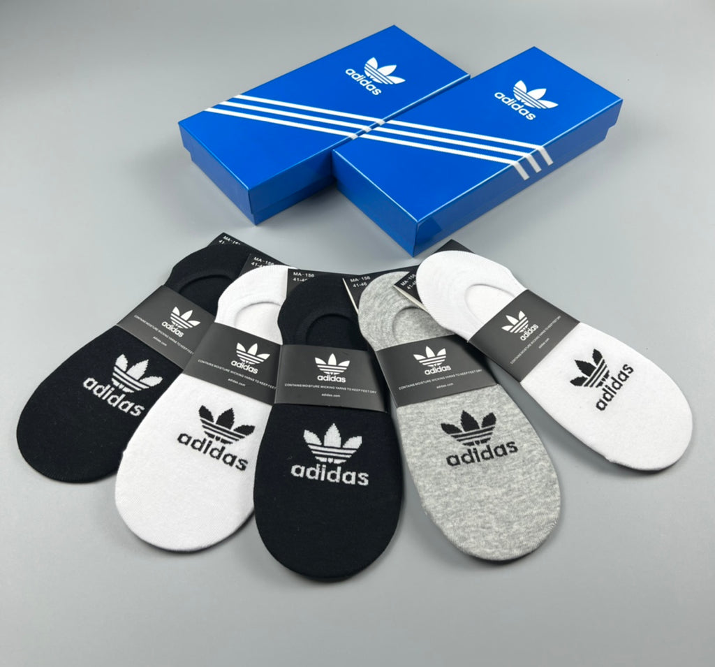 Adidas Trefoil No-Show Socks in Black White and Heather Gray - image 5