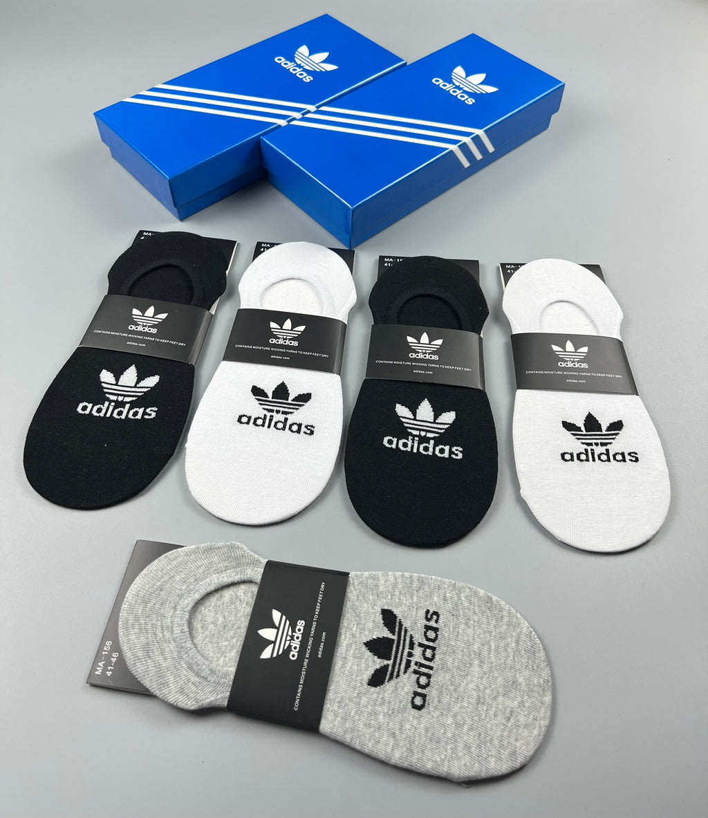 Adidas Trefoil No-Show Socks in Black White and Heather Gray - image 6
