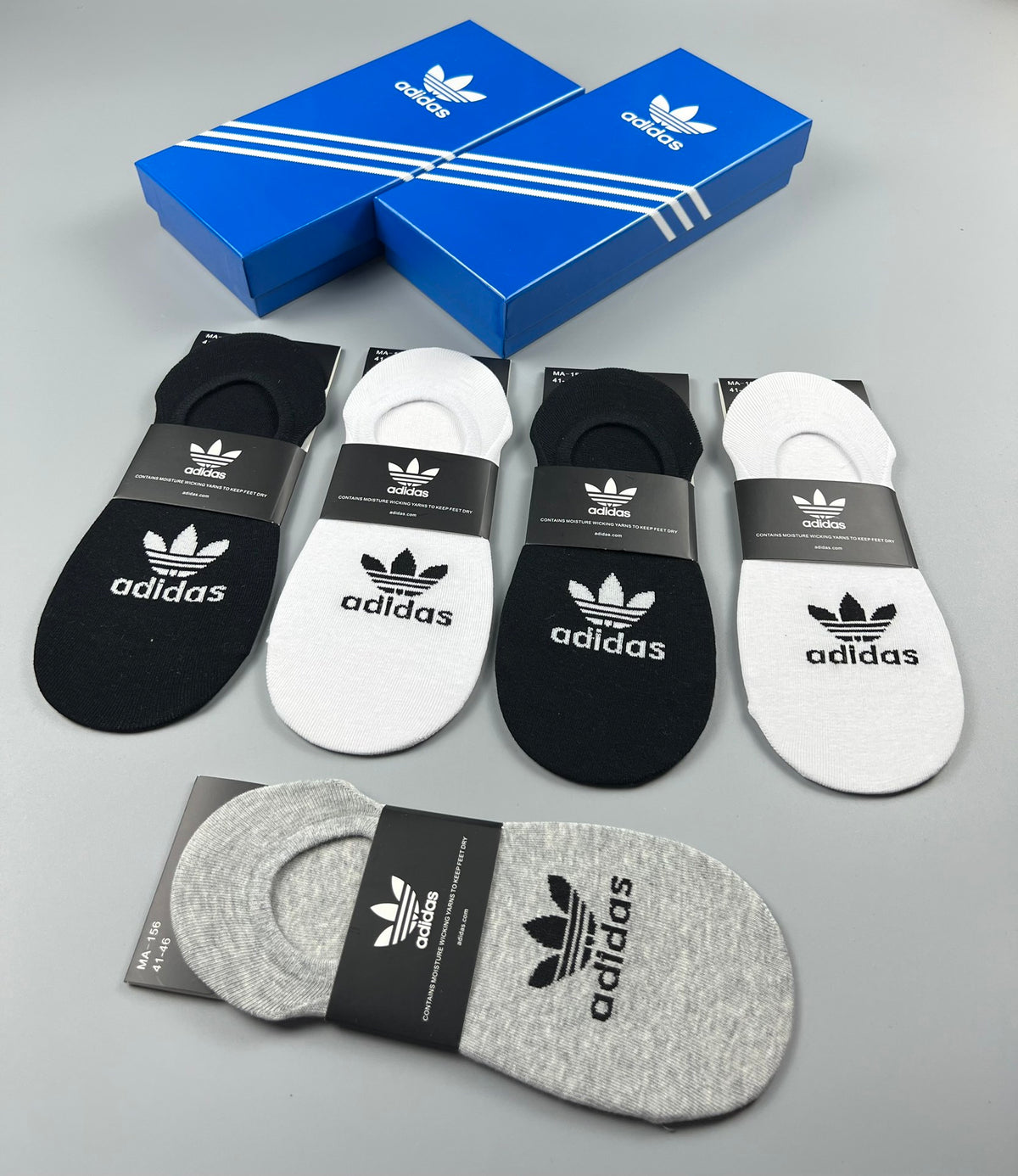 Adidas Trefoil No-Show Socks in Black White and Heather Gray - image 6