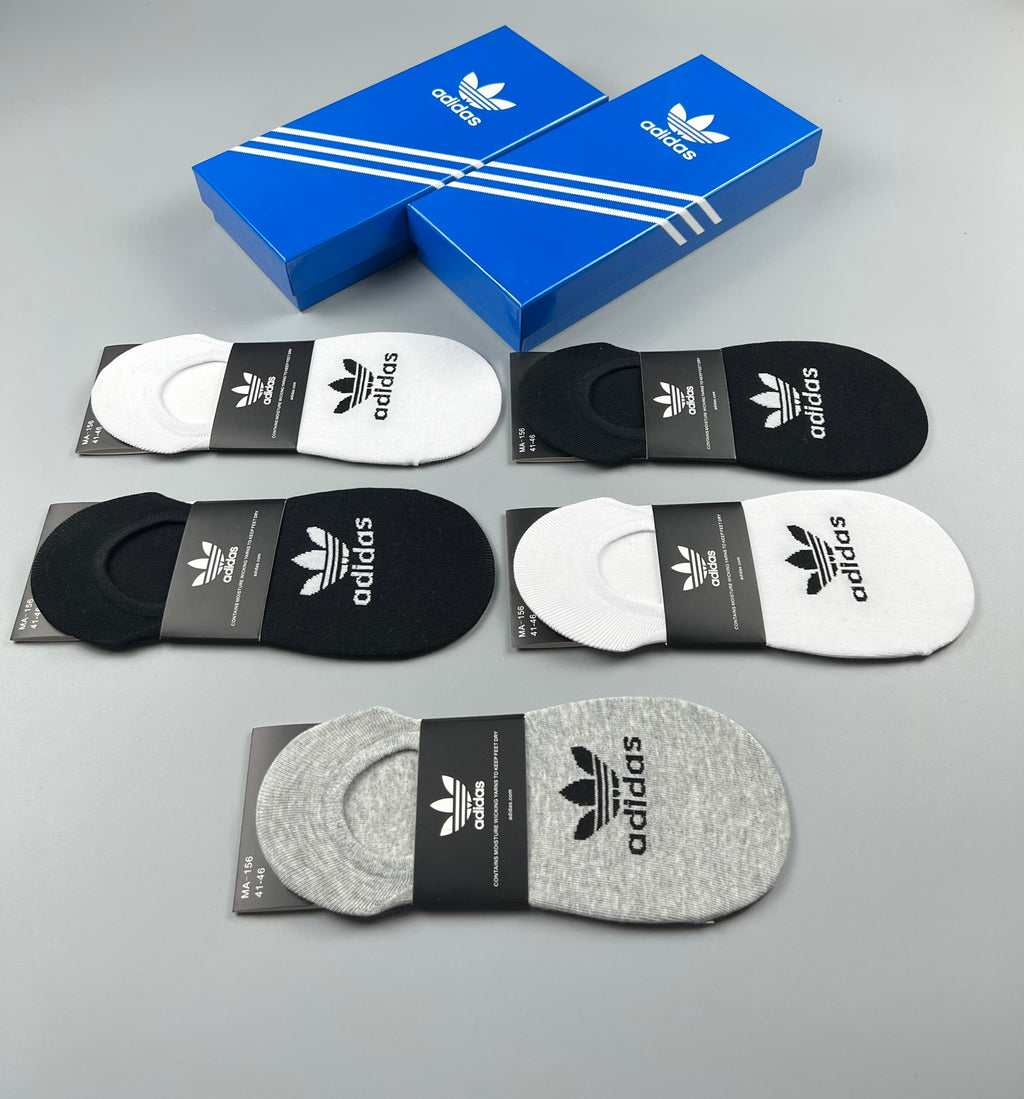Adidas Trefoil No-Show Socks in Black White and Heather Gray - image 4