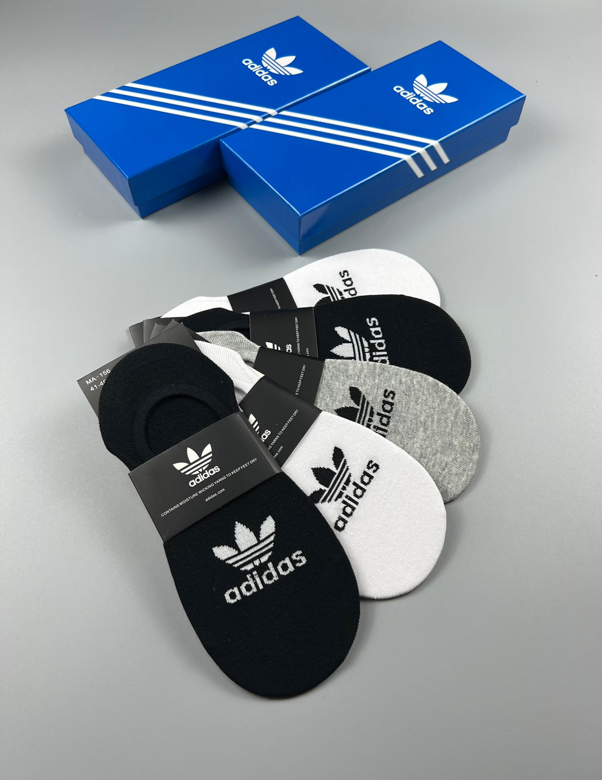 Adidas Trefoil No-Show Socks in Black White and Heather Gray - image 2