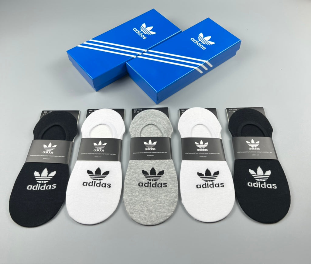 Adidas Trefoil No-Show Socks in Black White and Heather Gray - image 1