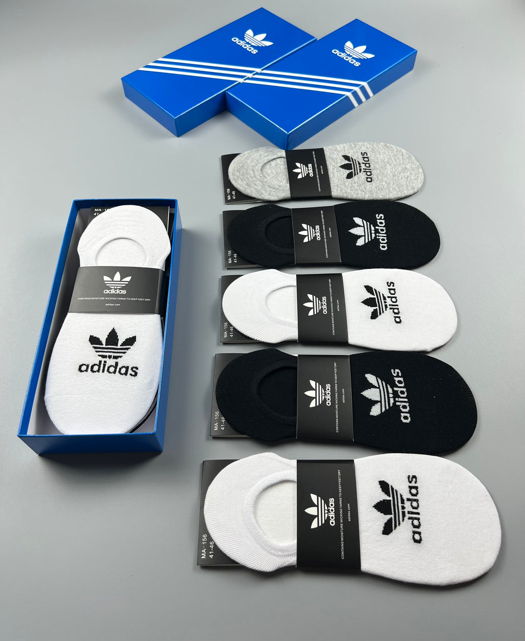 Adidas Trefoil No-Show Socks in Black White and Heather Gray - image 9
