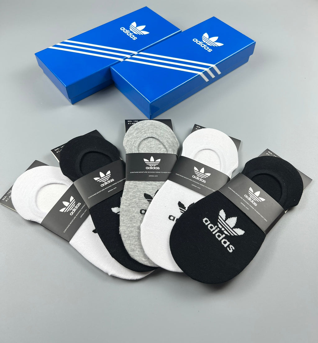 Adidas Trefoil No-Show Socks in Black White and Heather Gray - image 3