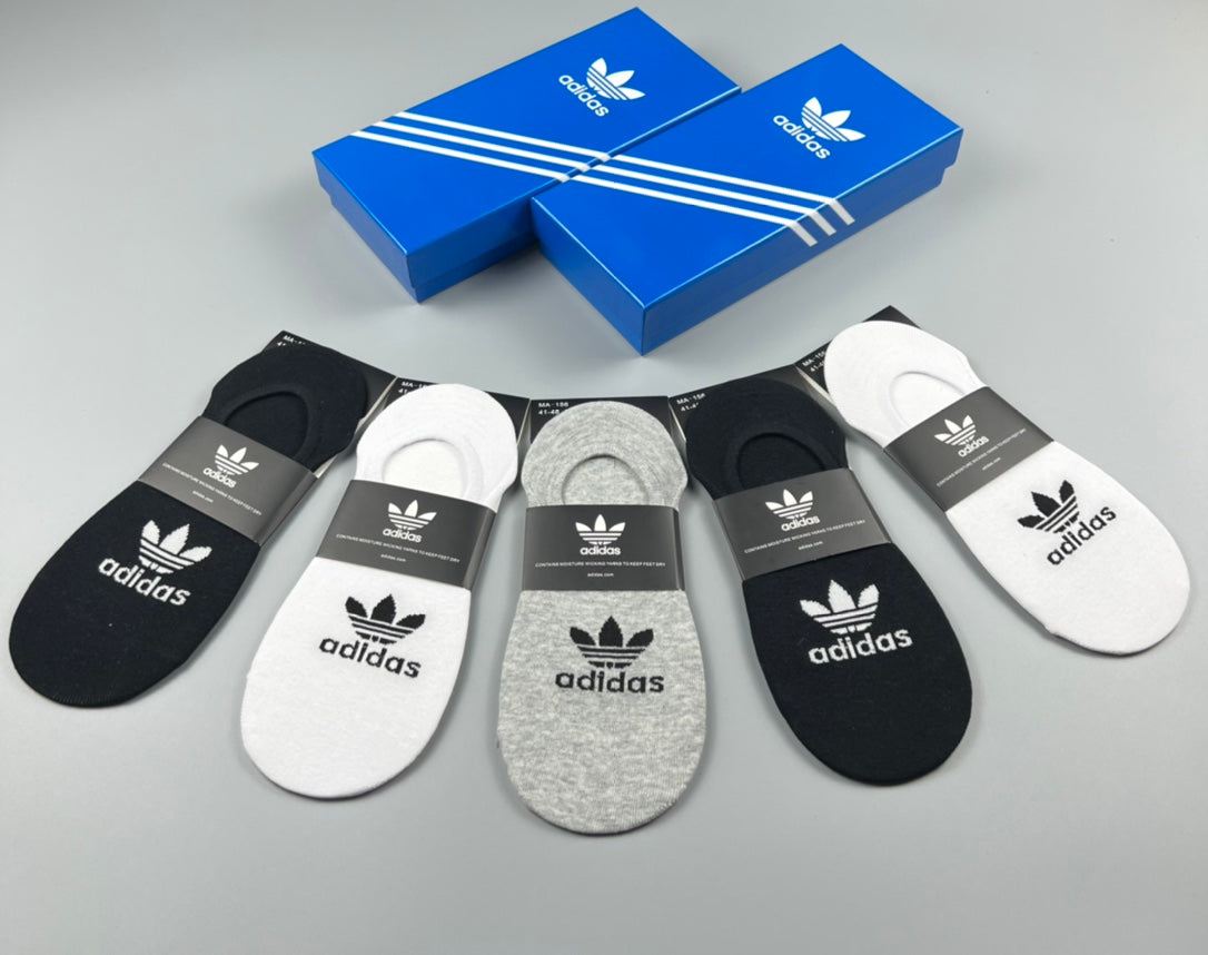 Adidas Trefoil No-Show Socks in Black White and Heather Gray - image 7