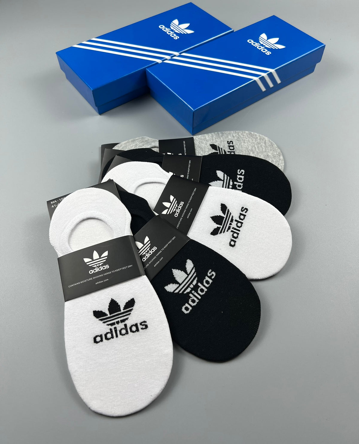 Adidas Trefoil No-Show Socks in Black White and Heather Gray - image 8