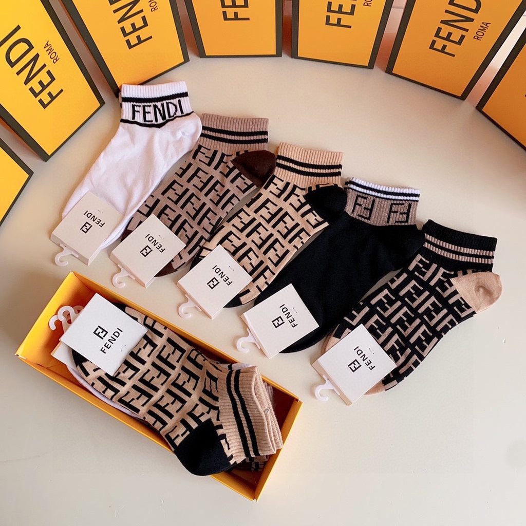 Fendi mixed ff cuff patterns ankle socks - view 7