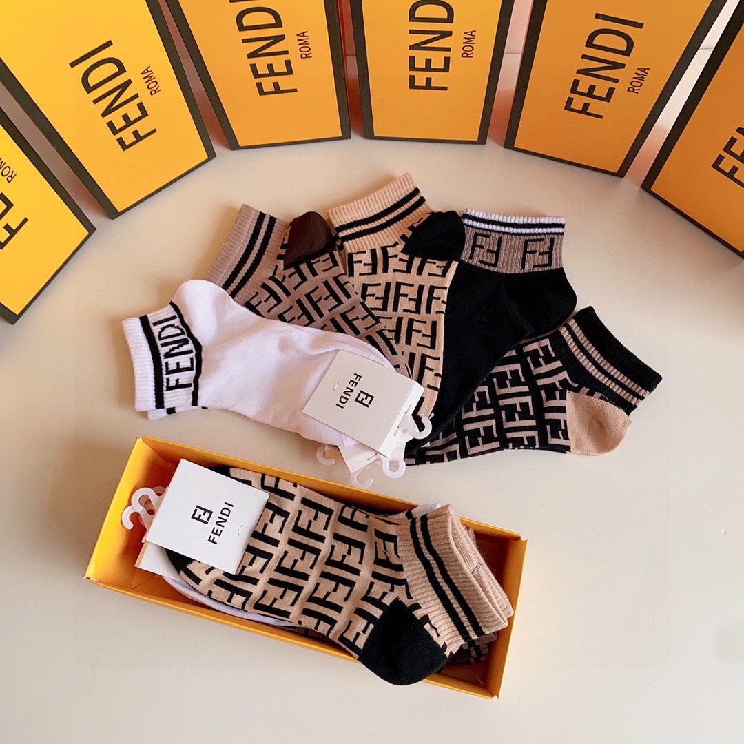 Fendi mixed ff cuff patterns ankle socks - view 9