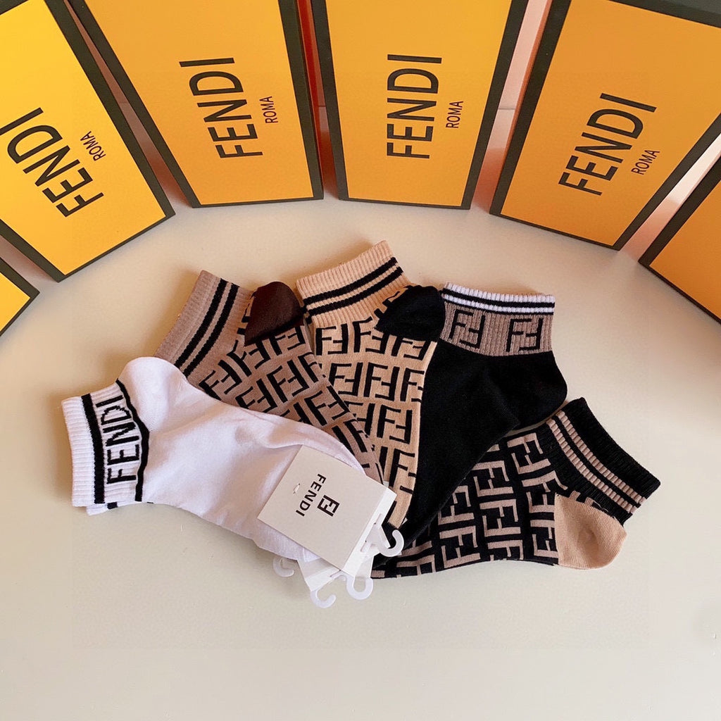 Fendi mixed ff cuff patterns ankle socks - view 8