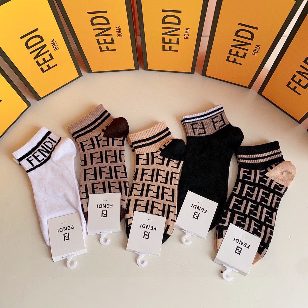 Fendi mixed ff cuff patterns ankle socks - view 4