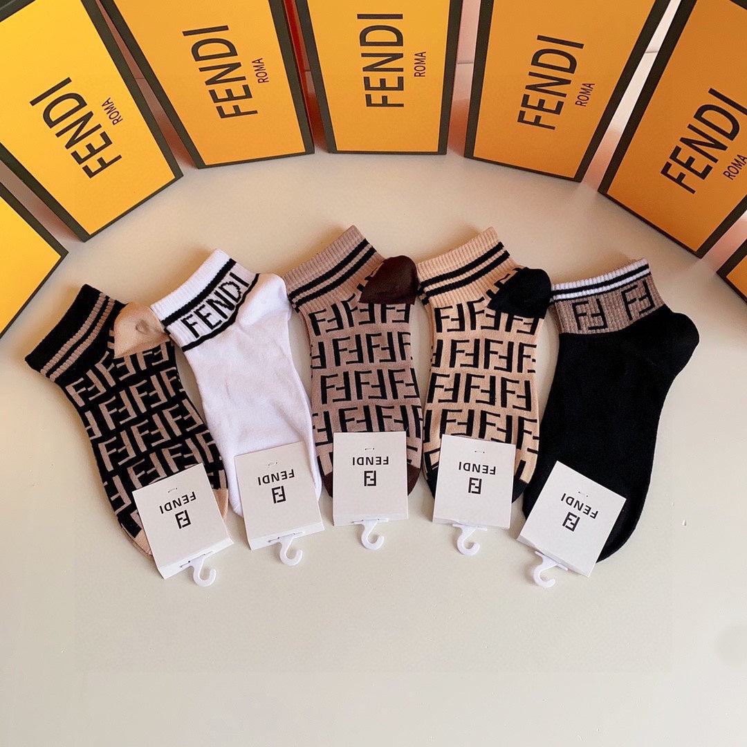 Fendi mixed ff cuff patterns ankle socks - view 1