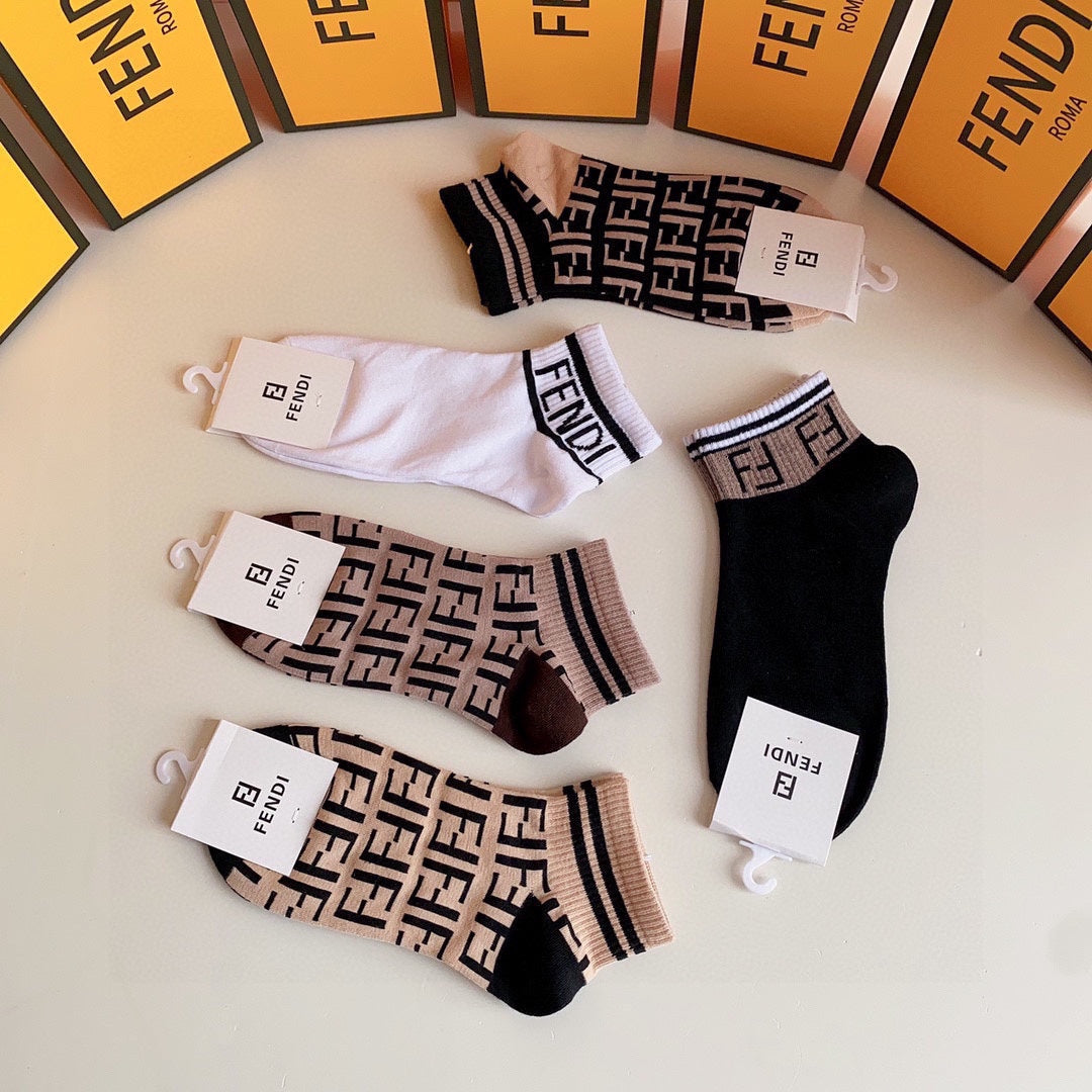 Fendi mixed ff cuff patterns ankle socks - view 5