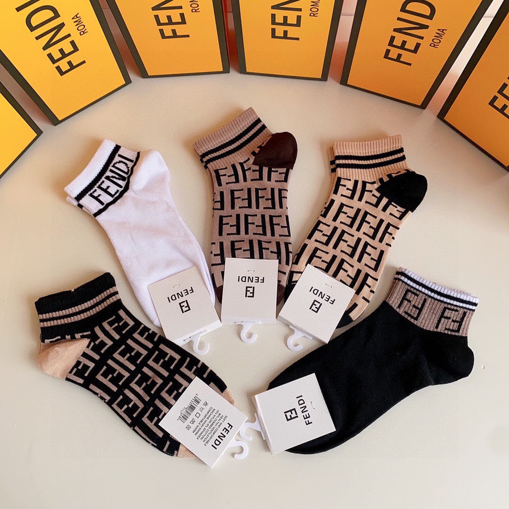 Fendi mixed ff cuff patterns ankle socks - view 3