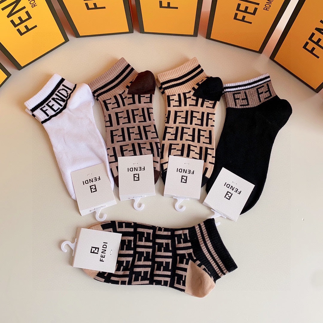 Fendi mixed ff cuff patterns ankle socks - view 2