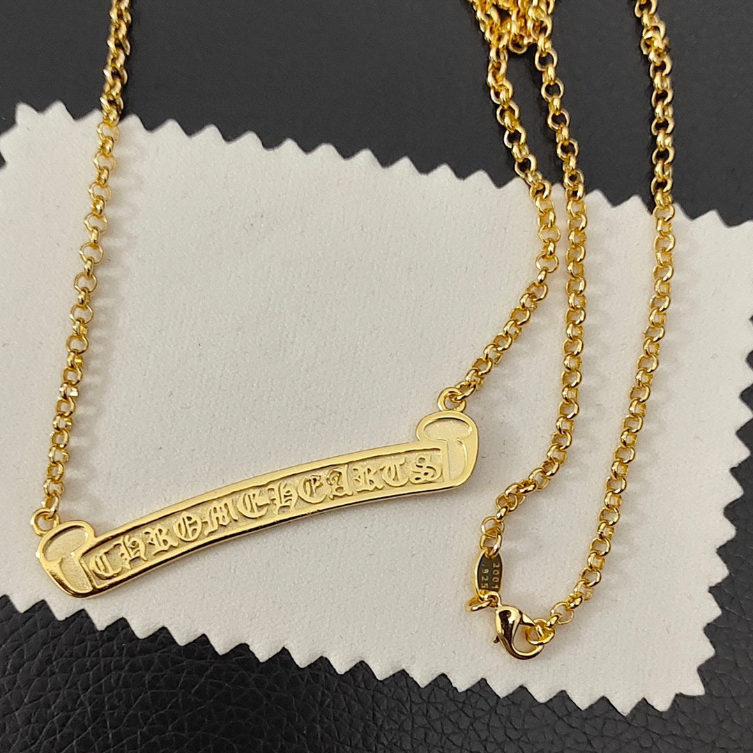 Chrome Hearts Gold-Tone Lettered Bar Necklace - album image 2
