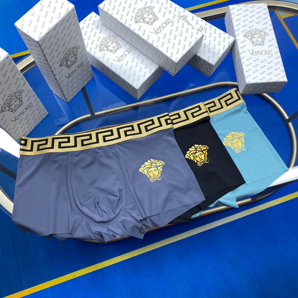 Versace gold greek key band boxer briefs - view 1