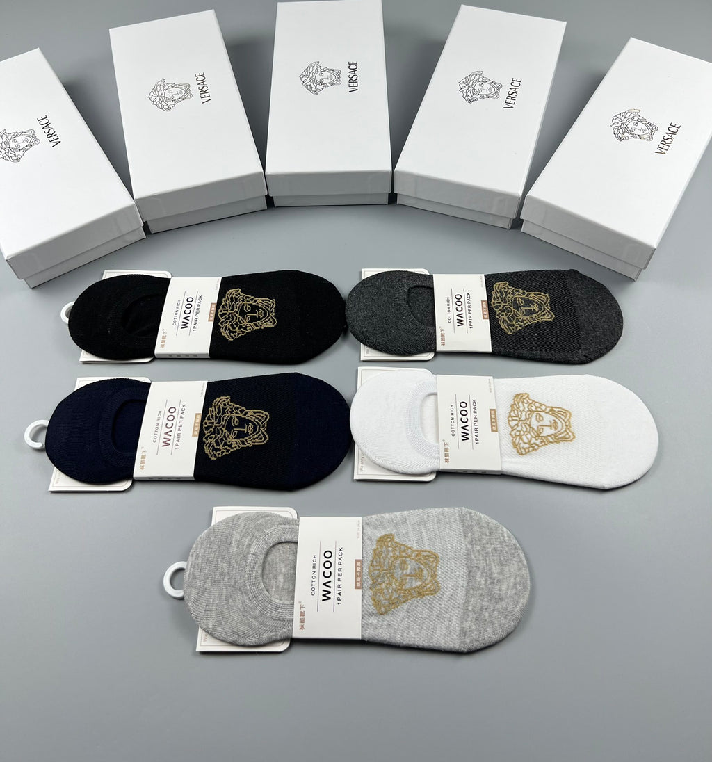 Versace gold square medusa ankle socks - view 6