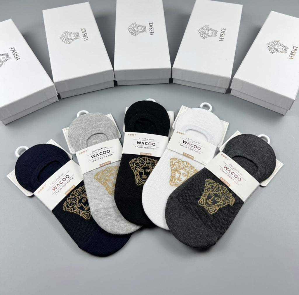 Versace gold square medusa ankle socks - view 8