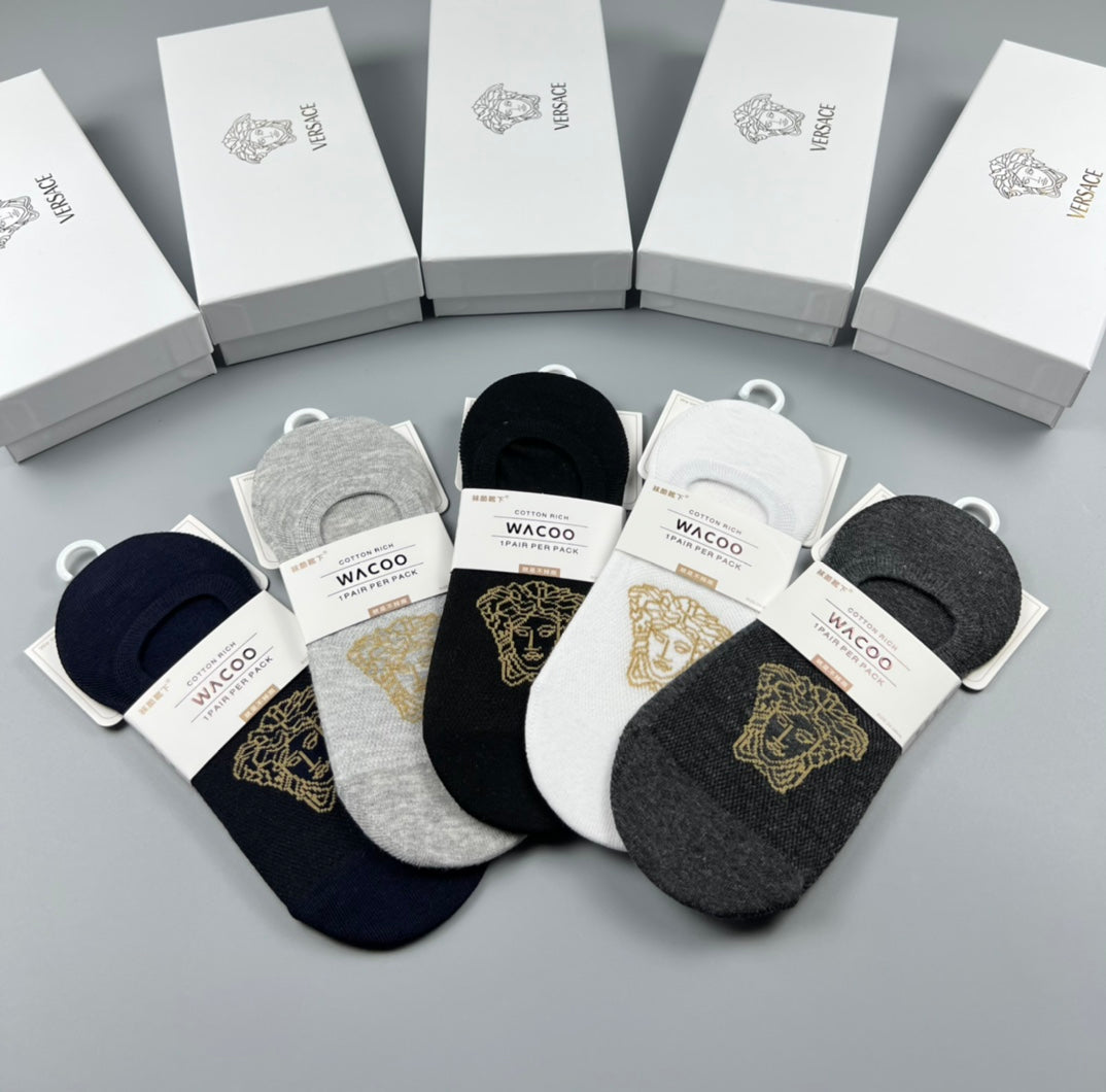 Versace gold square medusa ankle socks - view 8