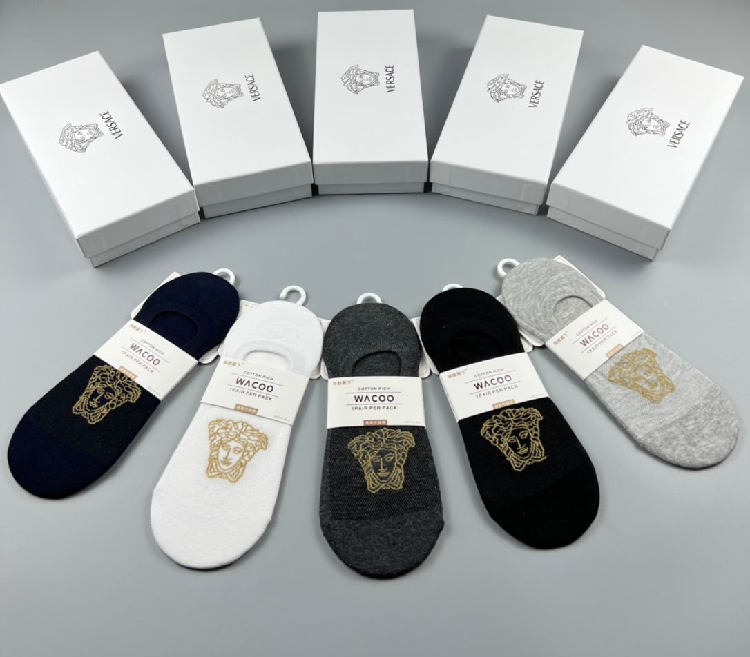 Versace gold square medusa ankle socks - view 2