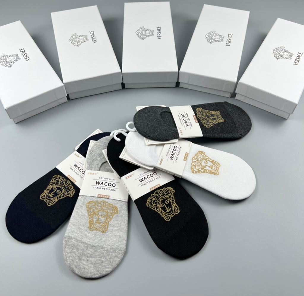 Versace gold square medusa ankle socks - view 7
